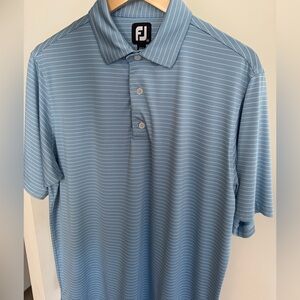 FootJoy Men's Golf Polo Light Blue with White Stripes